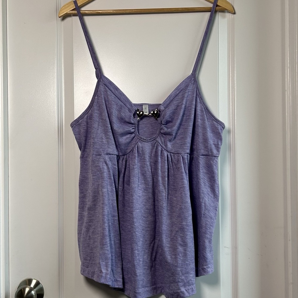 Rosegal Lavender Ring Hardware Babydoll Empire Waist Cami Top Y2K Fairy Style